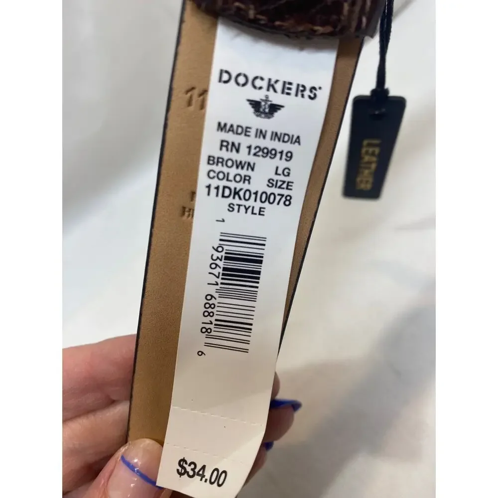 Dockers Brown Leather Belt Men's Sz L 38-40 NWT